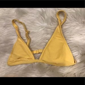 Yellow Ribbed Triangle Bikini Top